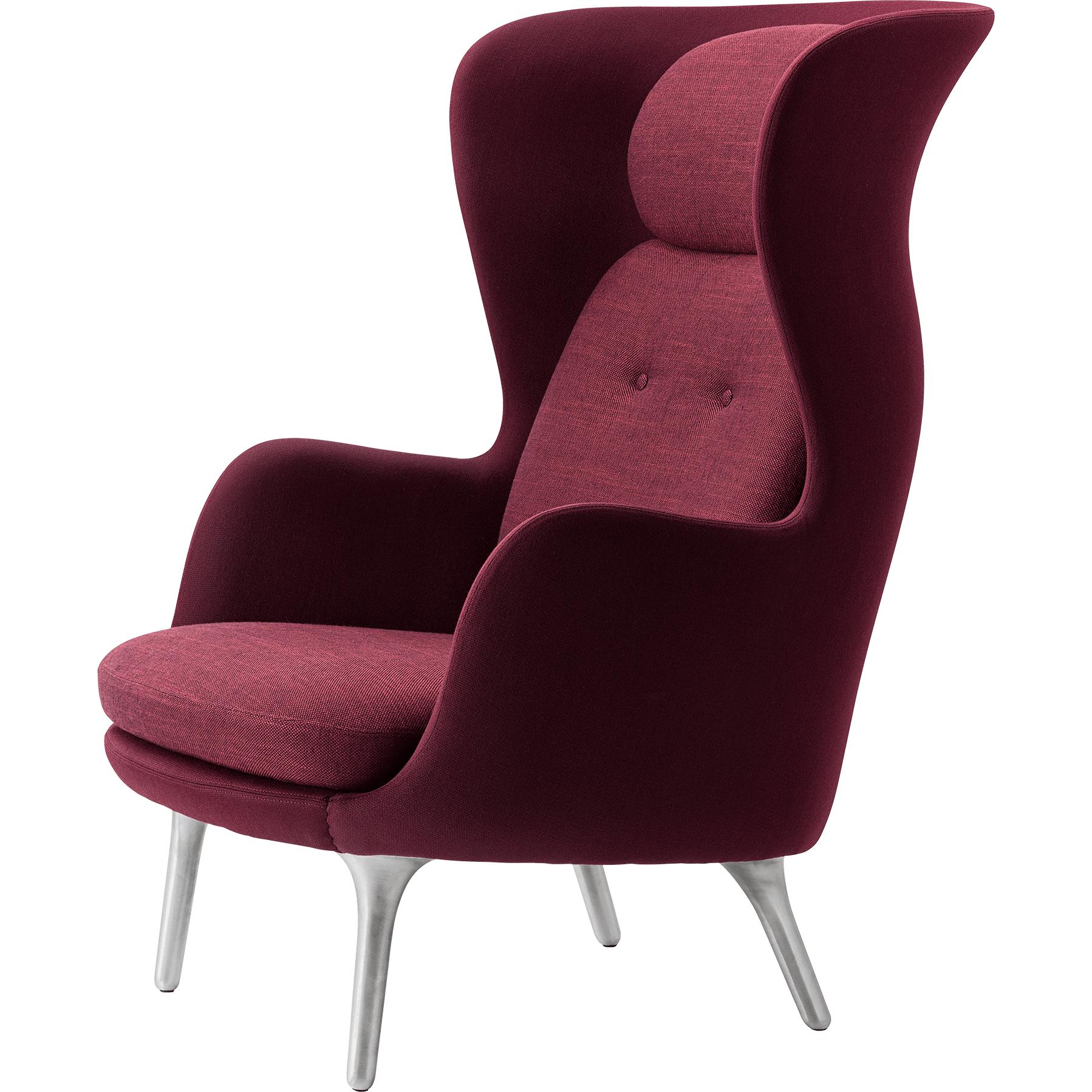 Fritz Hansen Ro Lounge Chair Aluminium, Balder Bordeaux/ Sunniva Bourgogne