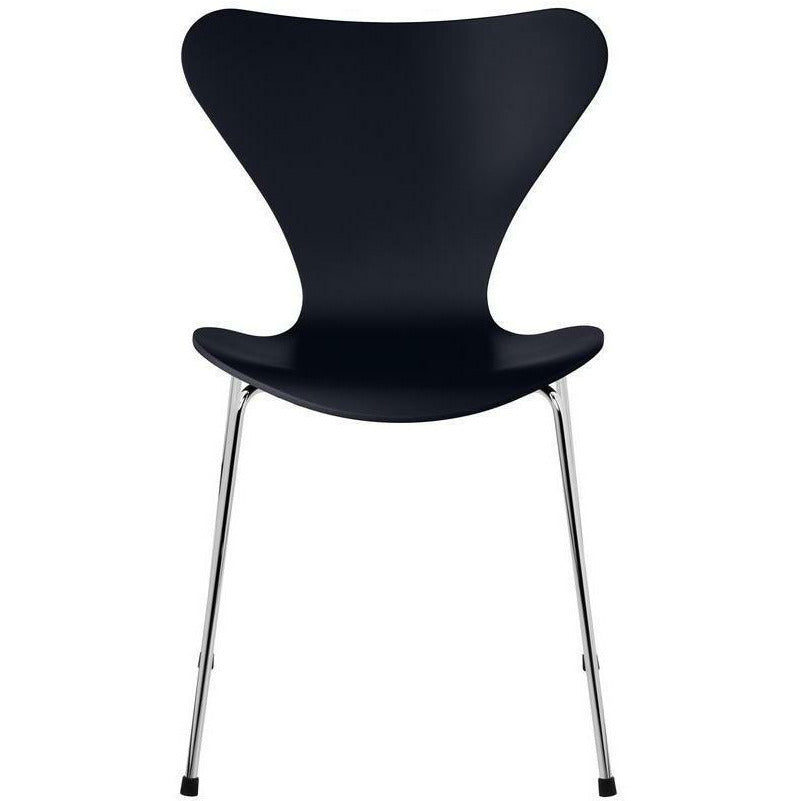 Fritz Hansen Serie 7 -stol lackerad midnattblå skald, kromade stålben
