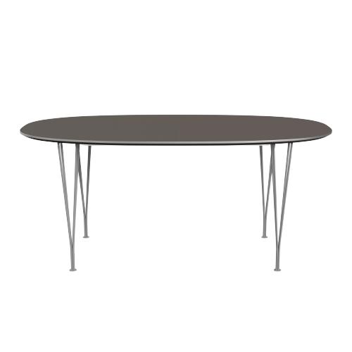 Fritz Hansen Super-Ollipse Pull-Out Table Chromed 100x170/270 cm, grått laminat