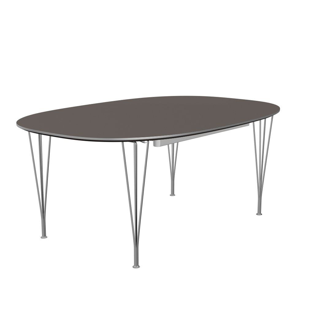 Fritz Hansen Superellipse Pull -out Table Chromed Steel/Grey Laminat, 300x120 cm