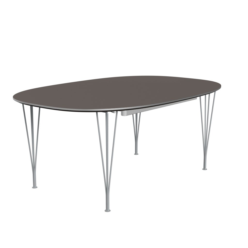 Fritz Hansen Superellipse Pull -out Table Silver Grey/Grå laminat, 300x120 cm