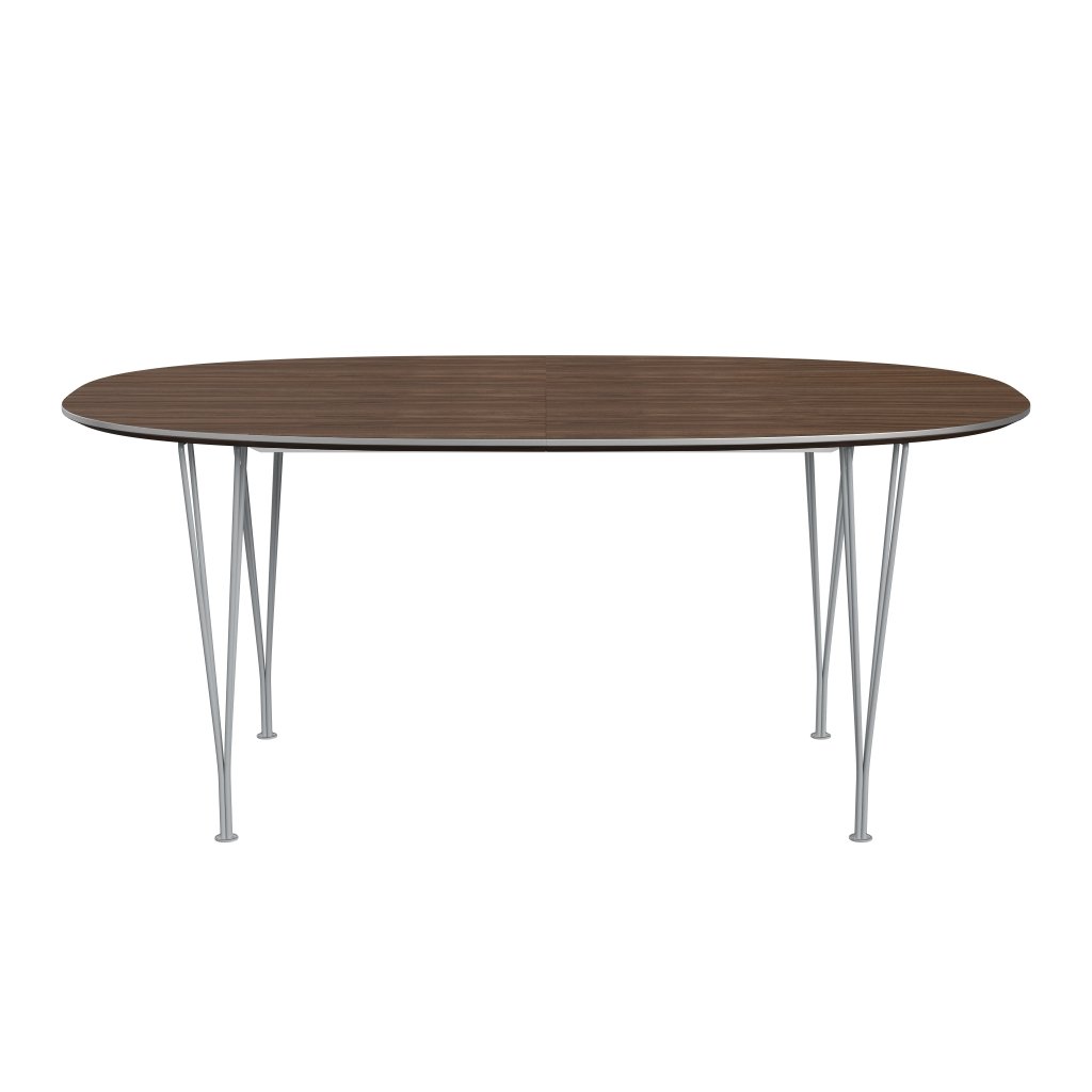Fritz Hansen Superellipse Pull -out Table Silver Grey/Walnut Veneer, 270x100 cm