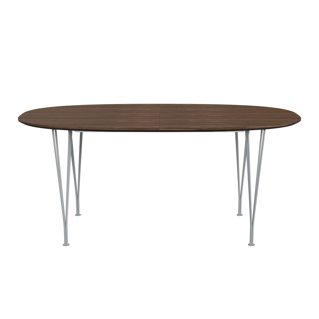 Fritz Hansen Superellipse Pull -out Table Silver Grey/Walnut Veneer med bordskant i valnöt, 270x100 cm