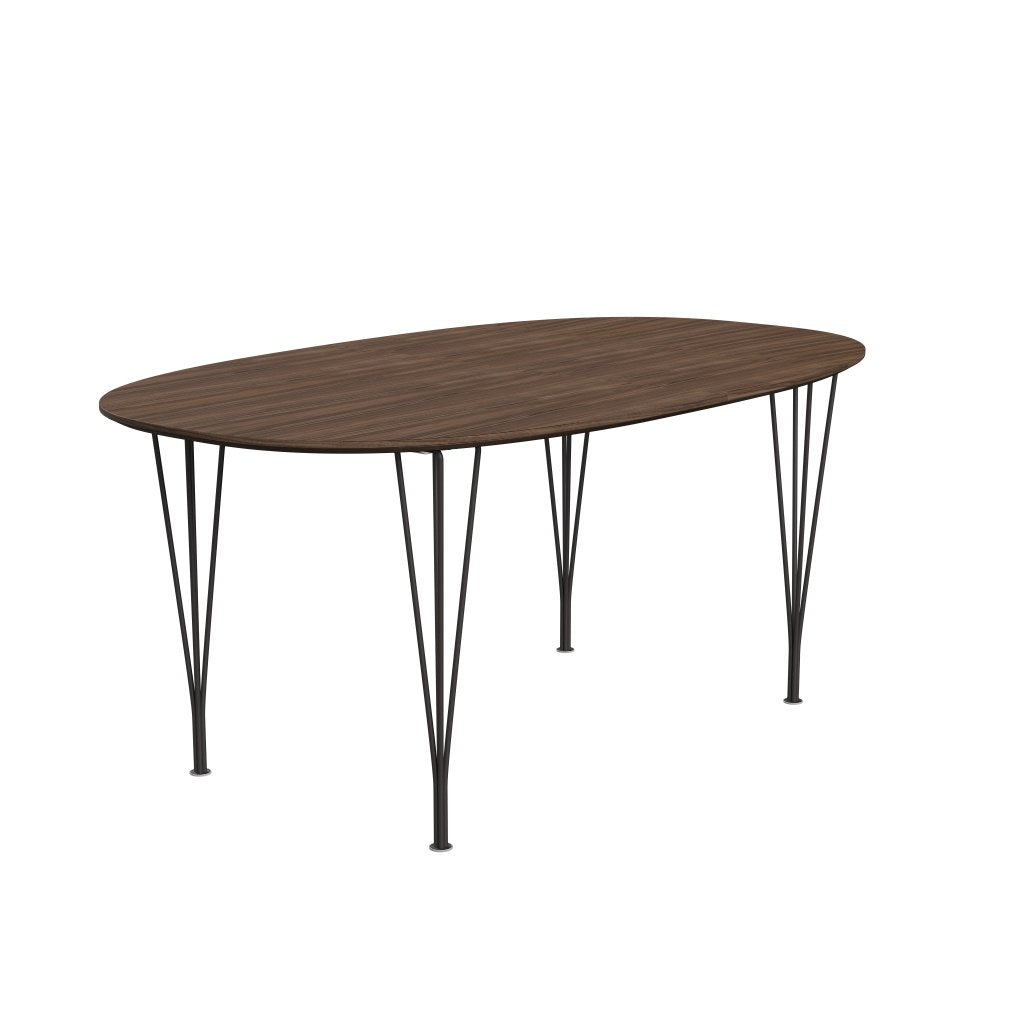 Fritz Hansen Superellipse Pull -out Table Warm Graphite/Walnut Veneer med bordskant i valnöt, 270x100 cm