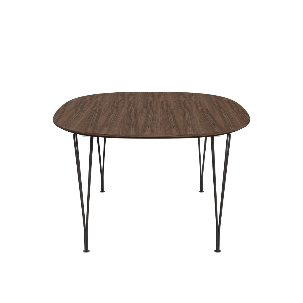 Fritz Hansen Superellipse Pull -out Table Warm Graphite/Walnut Veneer med bordskant i valnöt, 300x120 cm