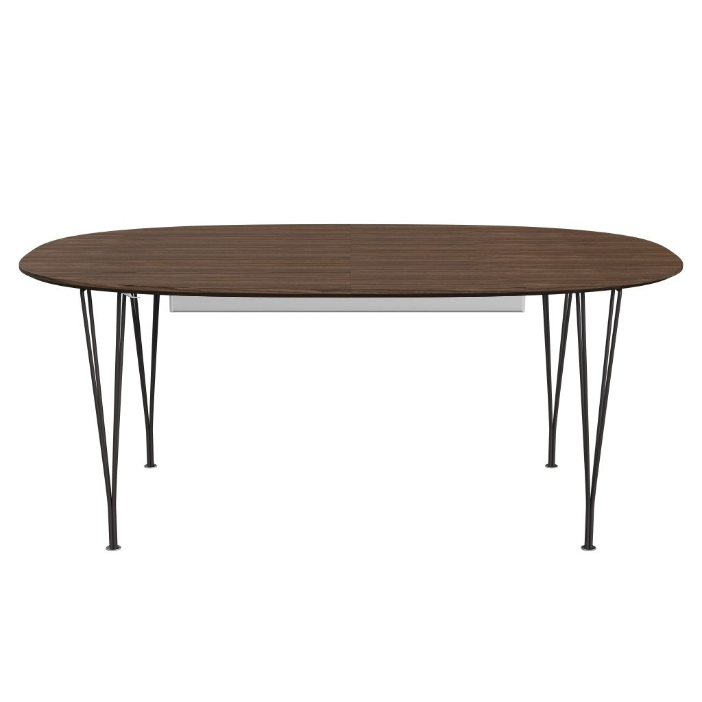 Fritz Hansen Superellipse Pull -out Table Warm Graphite/Walnut Veneer med bordskant i valnöt, 300x120 cm
