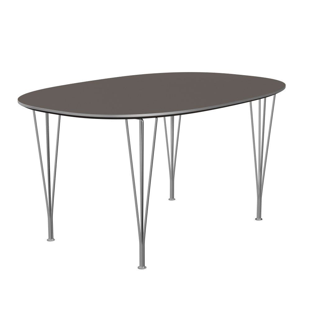 Fritz Hansen Superellipse matbord kromat stål/grått laminat, 150x100 cm