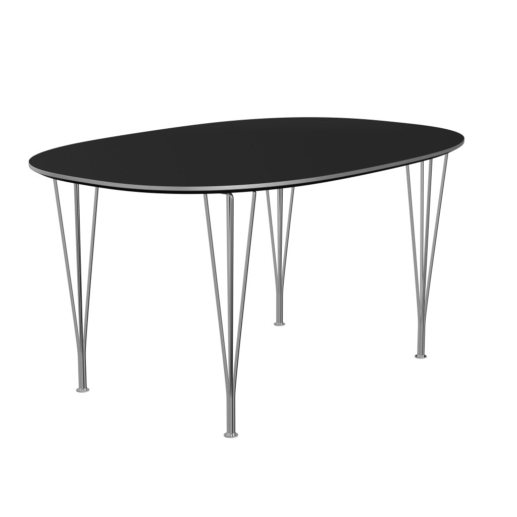 Fritz Hansen Superellipse matbord kromat stål/svart laminat, 150x100 cm