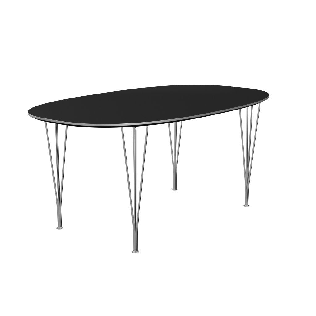 Fritz Hansen Superellipse matbord kromat stål/svart laminat, 170x100 cm