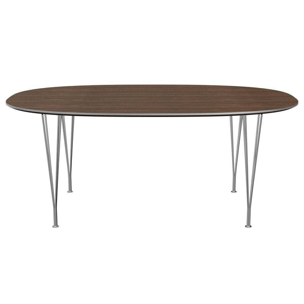 Fritz Hansen Superellipse matbord kromat stål/valnötfanér, 180x120 cm