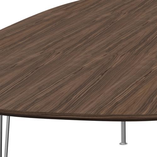 Fritz Hansen Superellipse matbord kromat stål/valnötfanér med bordkant i valnöt, 300x130 cm