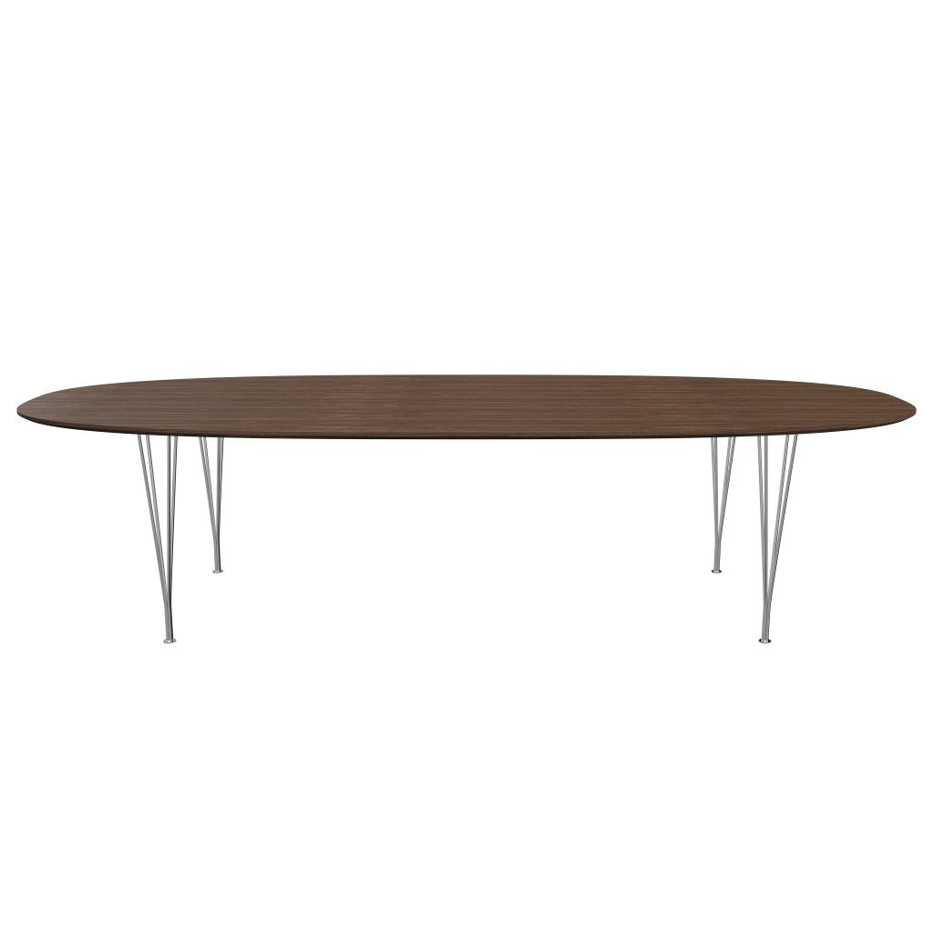 Fritz Hansen Superellipse matbord kromat stål/valnötfanér med bordkant i valnöt, 300x130 cm