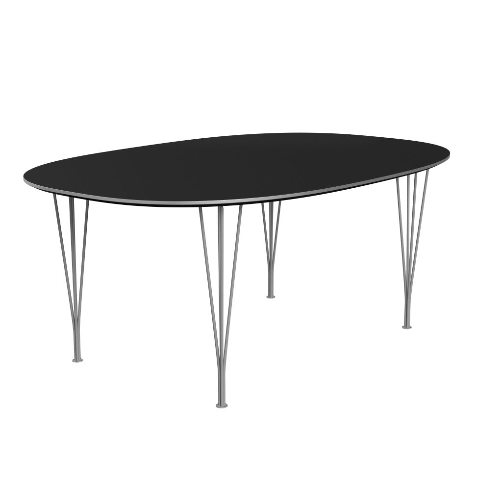 Fritz Hansen Superellipse matbord grå pulverbelagd/svart laminat, 180x120 cm