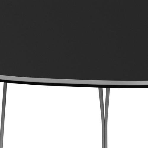 Fritz Hansen Superellipse matbord grå pulver belagd/svart laminat, 240x120 cm
