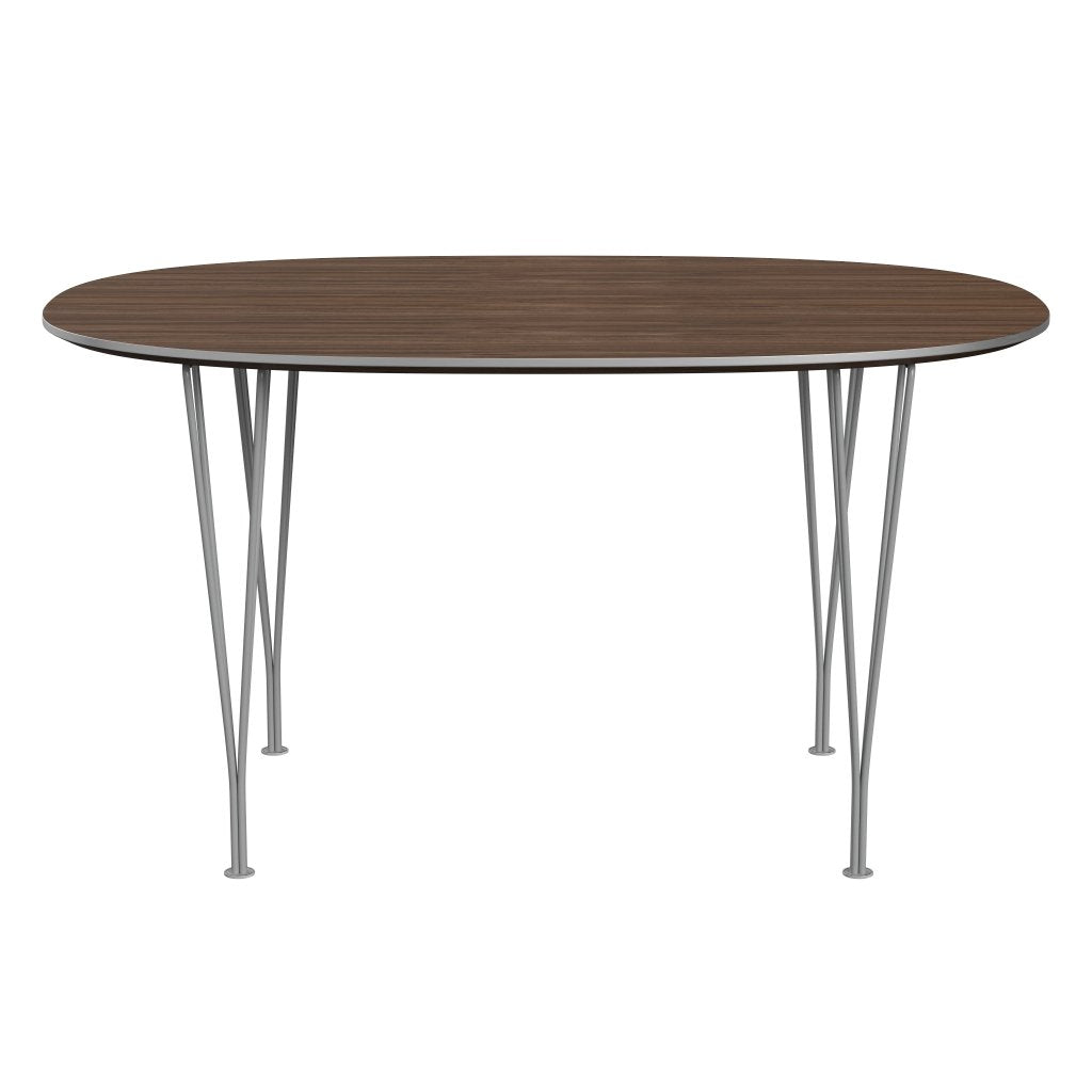 Fritz Hansen Superellipse matbord grå pulverbelagd/valnötfanér, 135x90 cm