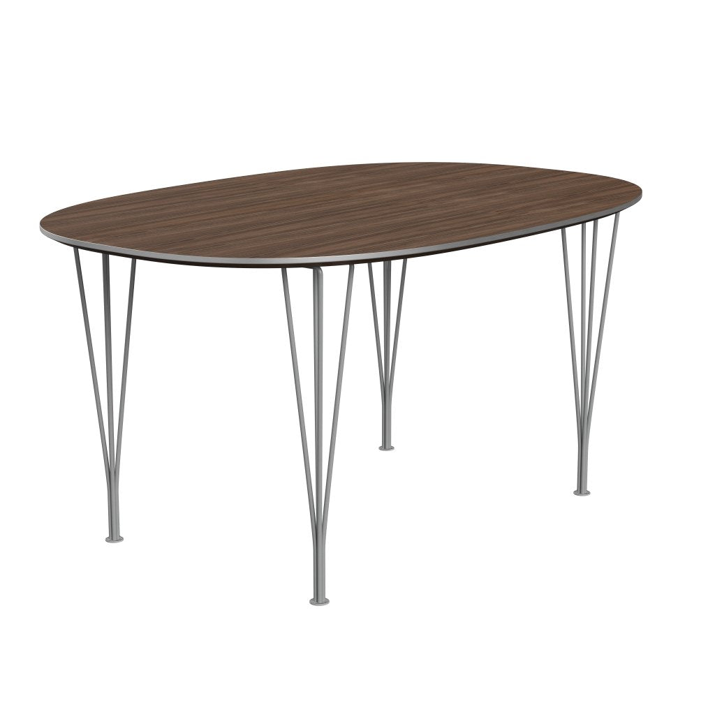 Fritz Hansen Superellipse matbord grå pulverbelagd/valnötfanér, 150x100 cm