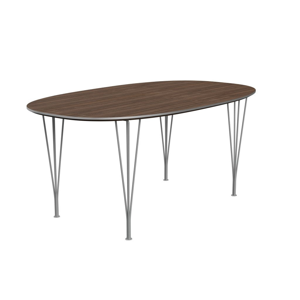 Fritz Hansen Superellipse matbord grå pulverbelagd/valnötfanér, 170x100 cm