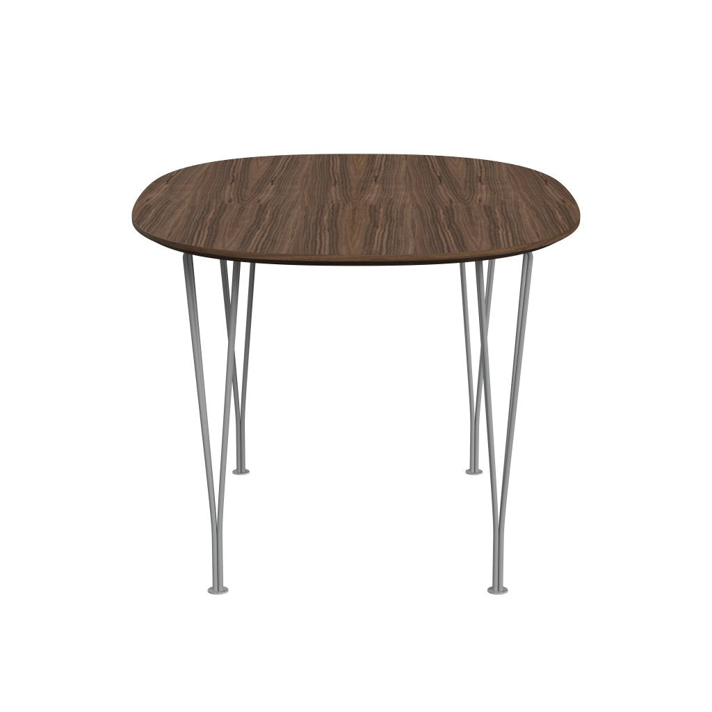 Fritz Hansen Superellipse matbord grå pulverbelagd/valnötfanér med bordkant i valnöt, 135x90 cm