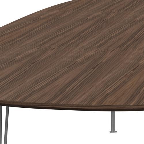 Fritz Hansen Superellipse matbord grå pulverbelagd/valnötfanér med bordkant i valnöt, 300x130 cm