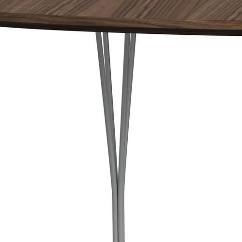 Fritz Hansen Superellipse Dining Table Nine Grey/Walnut Veneer med bordskant i valnöt, 180x120 cm