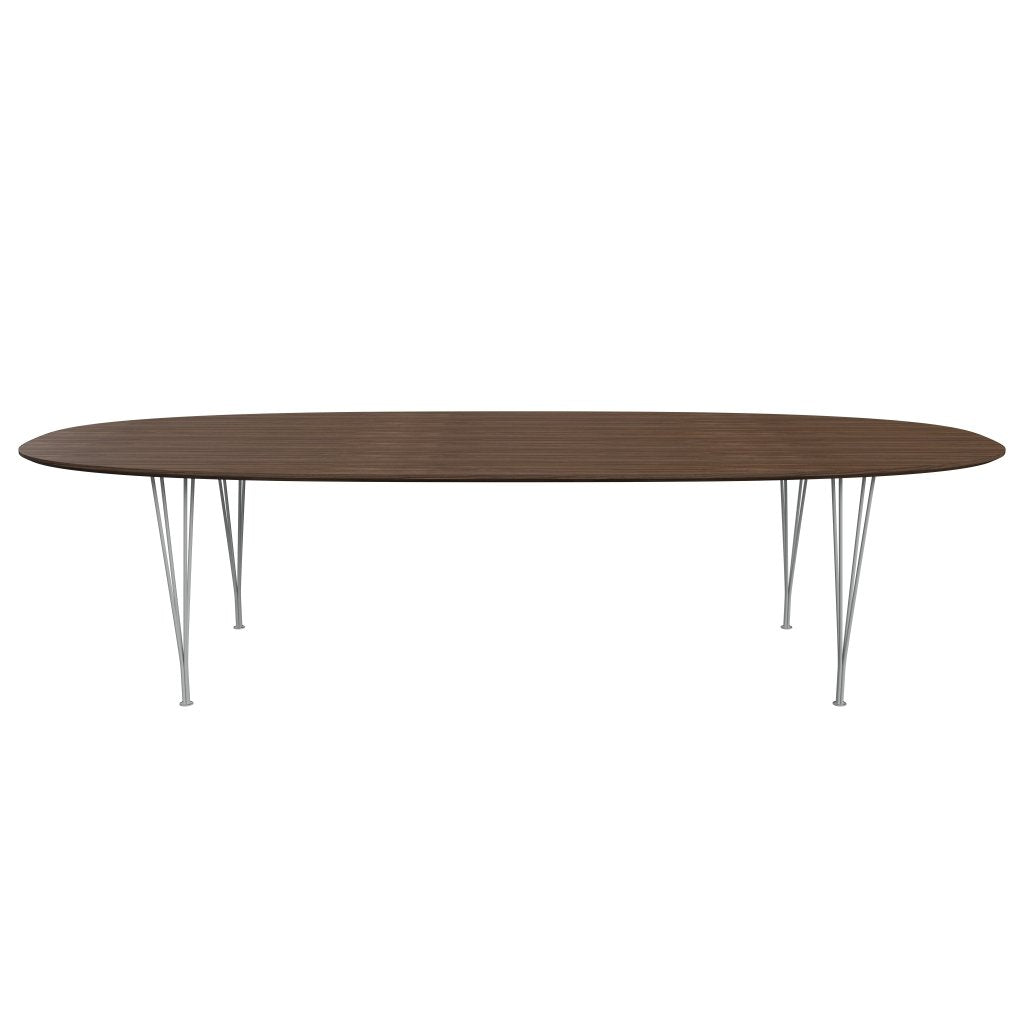 Fritz Hansen Superellipse Dining Table Nine Grey/Walnut Veneer med bordskant i valnöt, 300x130 cm