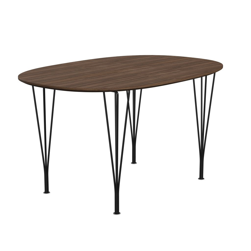 Fritz Hansen Superellipse matbord svart/valnötfanér med bordkant i valnöt, 135x90 cm