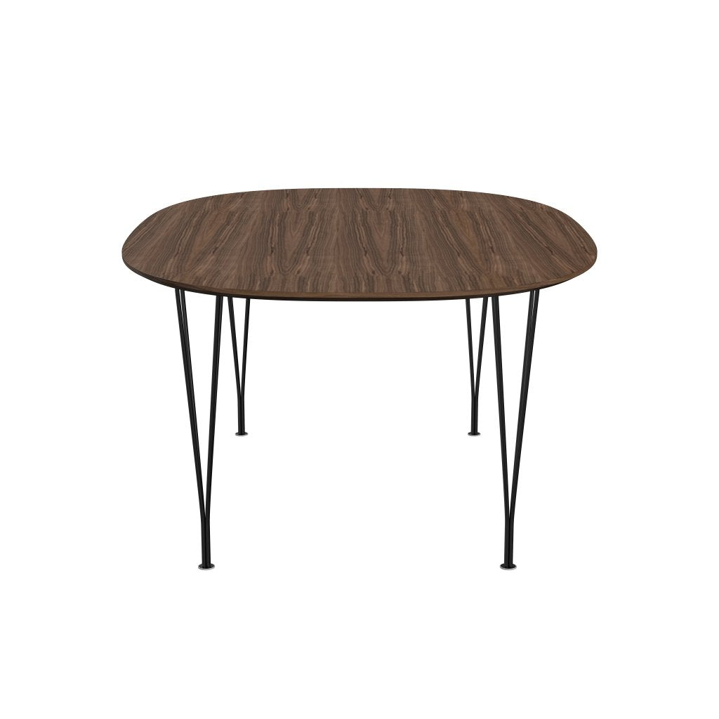 Fritz Hansen Superellipse matbord svart/valnötfanér med bordskant i valnöt, 180x120 cm