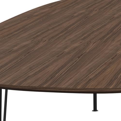 Fritz Hansen Superellipse matbord svart/valnötfanér med bordkant i valnöt, 300x130 cm