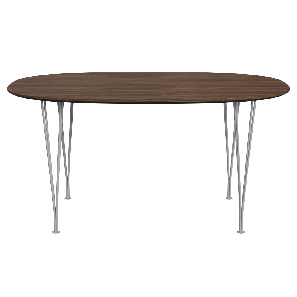 Fritz Hansen Superellipse matbord silvergrå/valnötfanér med bordkant i valnöt, 150x100 cm