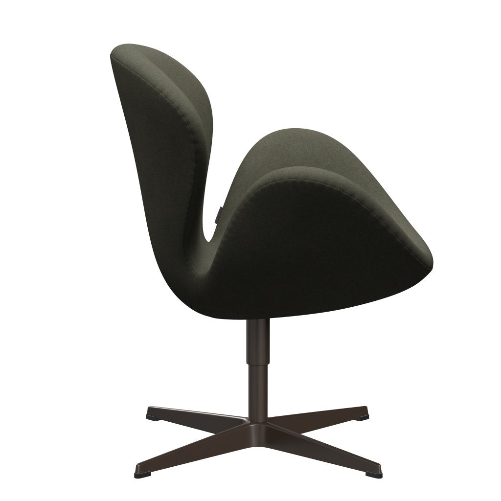 Fritz Hansen Swan Chair, Brown Bronze/Divina Millitar Green Divina