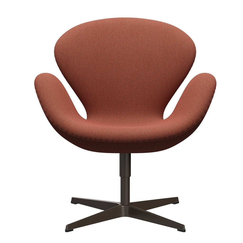 Fritz Hansen Swan Chair, Brown Bronze/Re-Wool Coral Red/Neutral