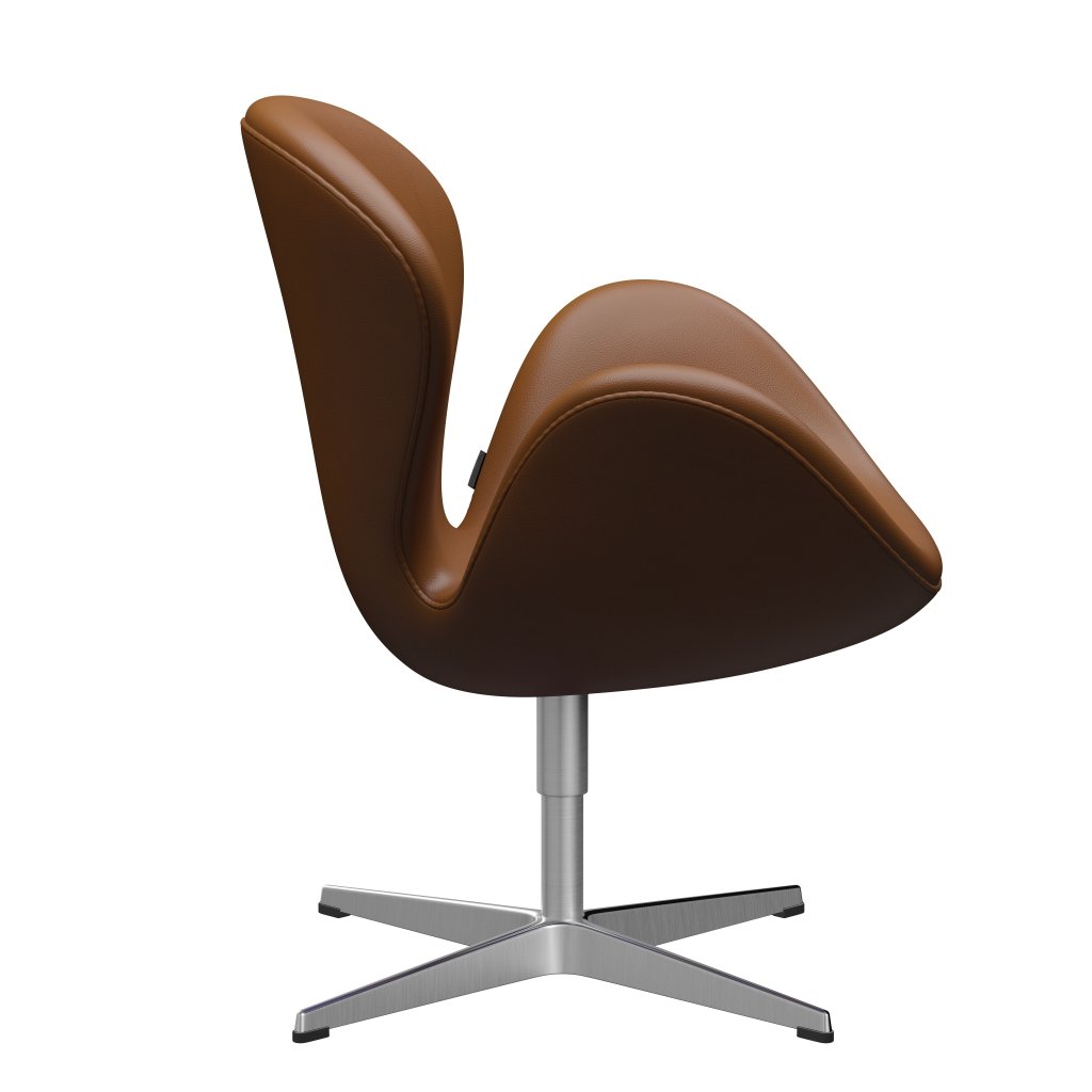 Fritz Hansen Swan Chair, Satin Polished Aluminium/Aura Walnut