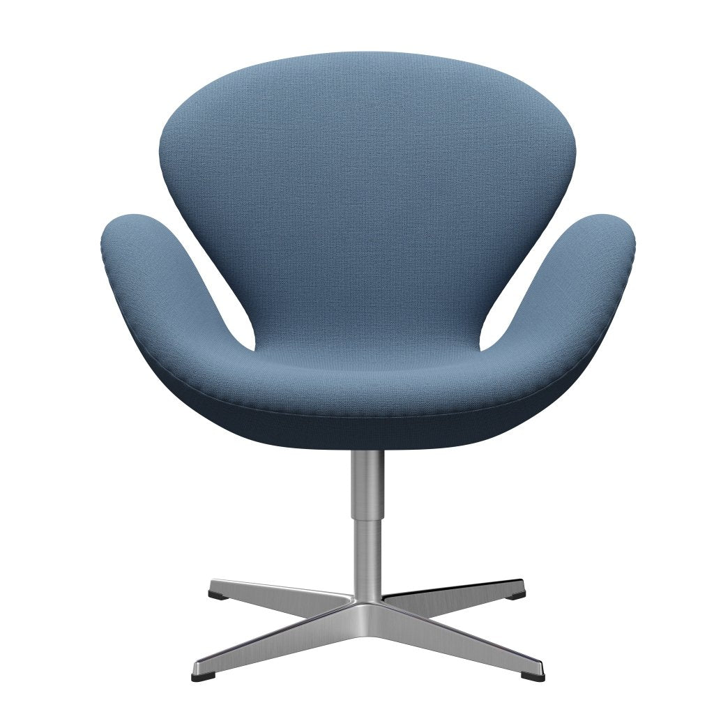Fritz Hansen Swan -stol, satinpolerad aluminium/kristen. Ljusblå