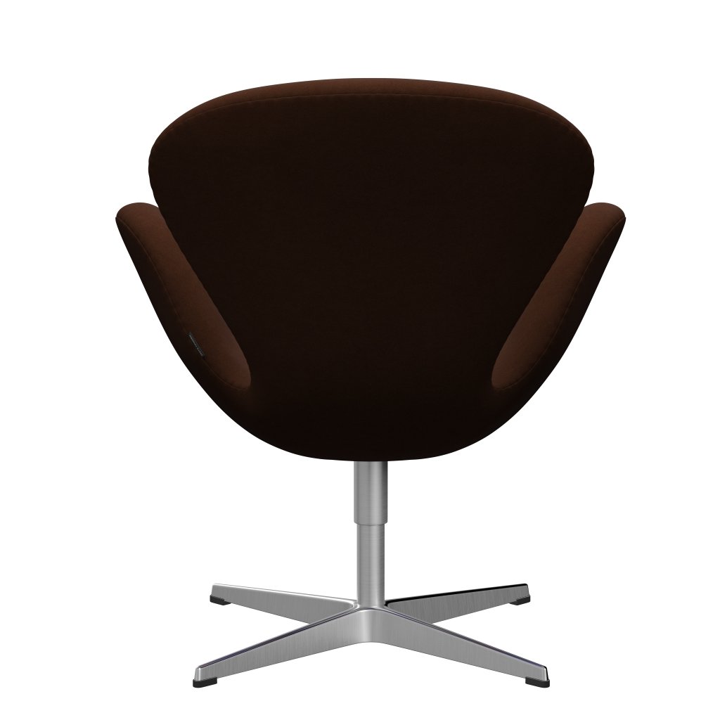 Fritz Hansen Swan -stol, satinpolerad aluminium/komfort mörkbrun