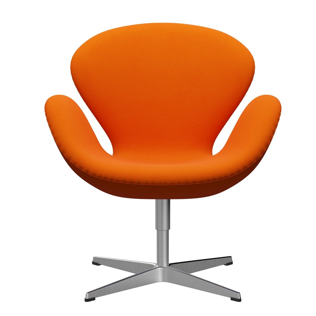 Fritz Hansen Svanstol, satin polerad aluminium/komfort gul/orange