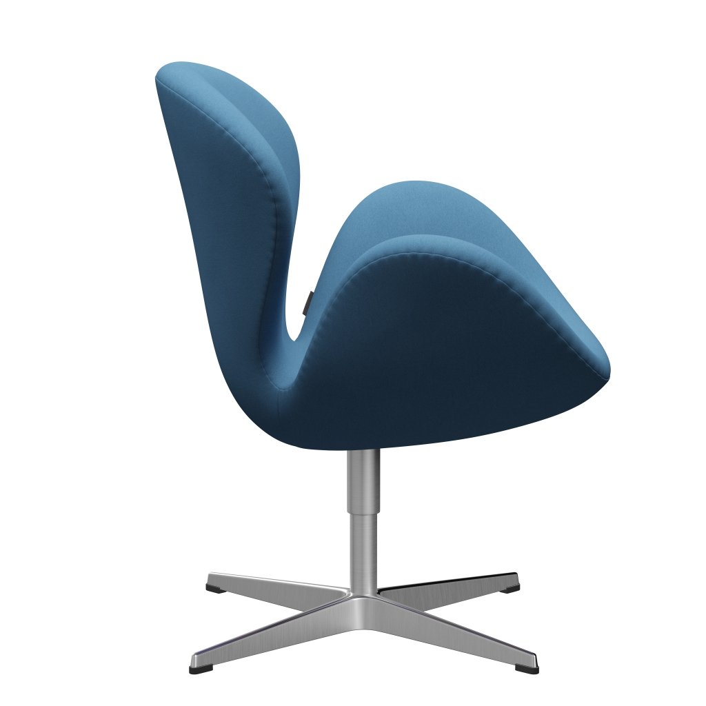 Fritz Hansen Swan Chair, Satin Polished Aluminium/Comfort Light Blue (01124)