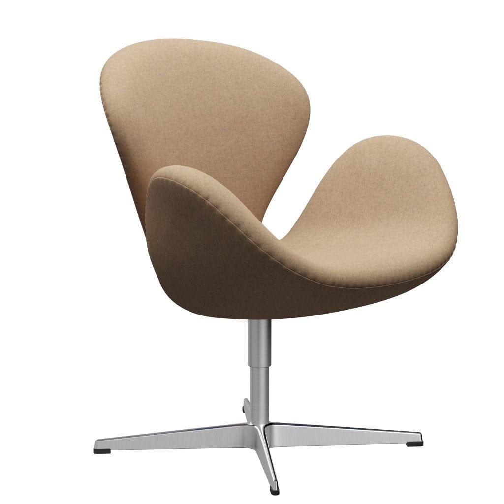 Fritz Hansen Swan Chair, Satin Polished Aluminium/Divina MD Cappuccino