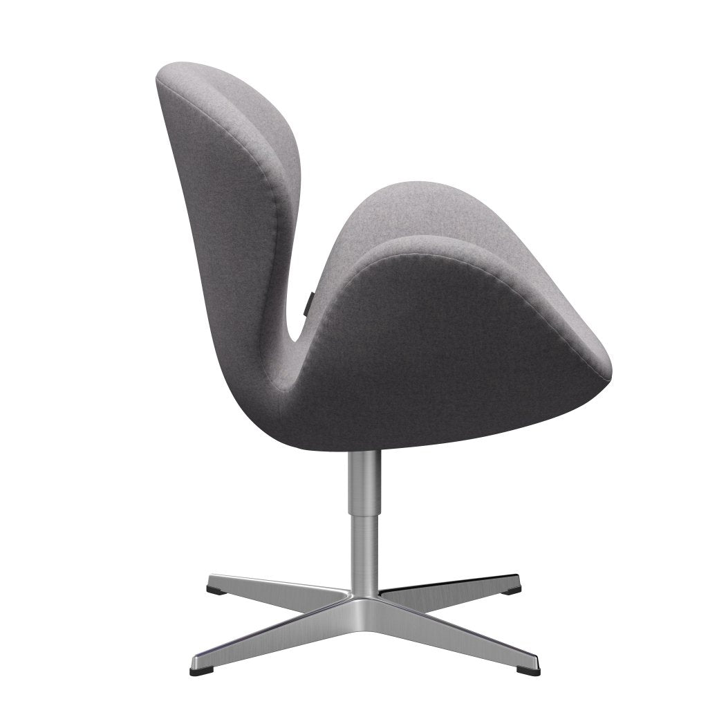 Fritz Hansen Swan Chair, Satin Polished Aluminium/Divina MD Cool Light Grey