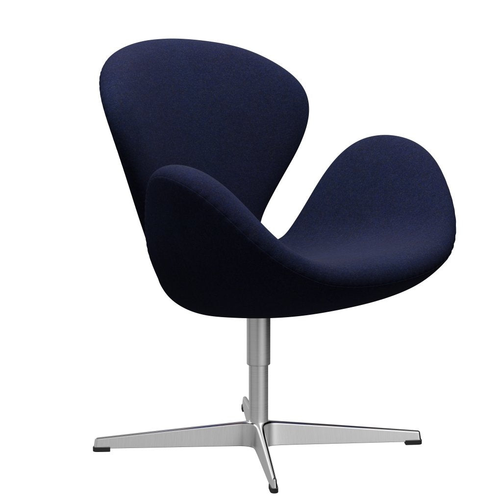 Fritz Hansen Swan Chair, Satin Polished Aluminium/Divina MD Midnight Blue