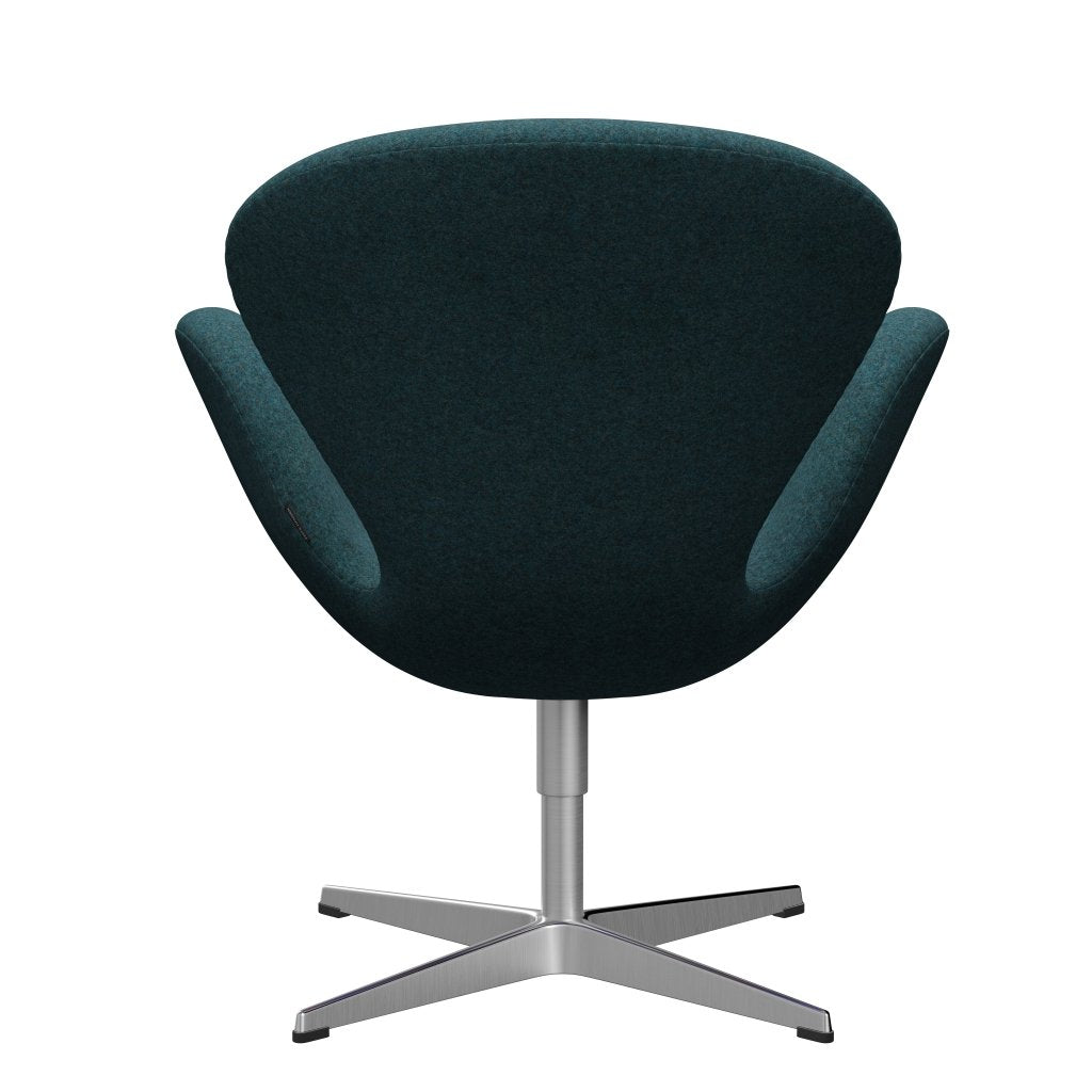 Fritz Hansen Swan Chair, Satin Polished Aluminium/Divina MD Dark Turqoise
