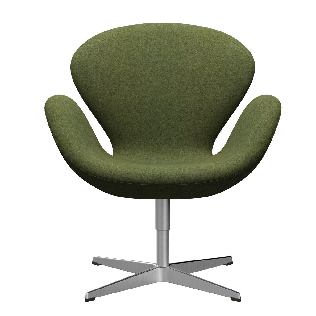 Fritz Hansen Swan Chair, Satin Polished Aluminium/Divina MD Wintergreen