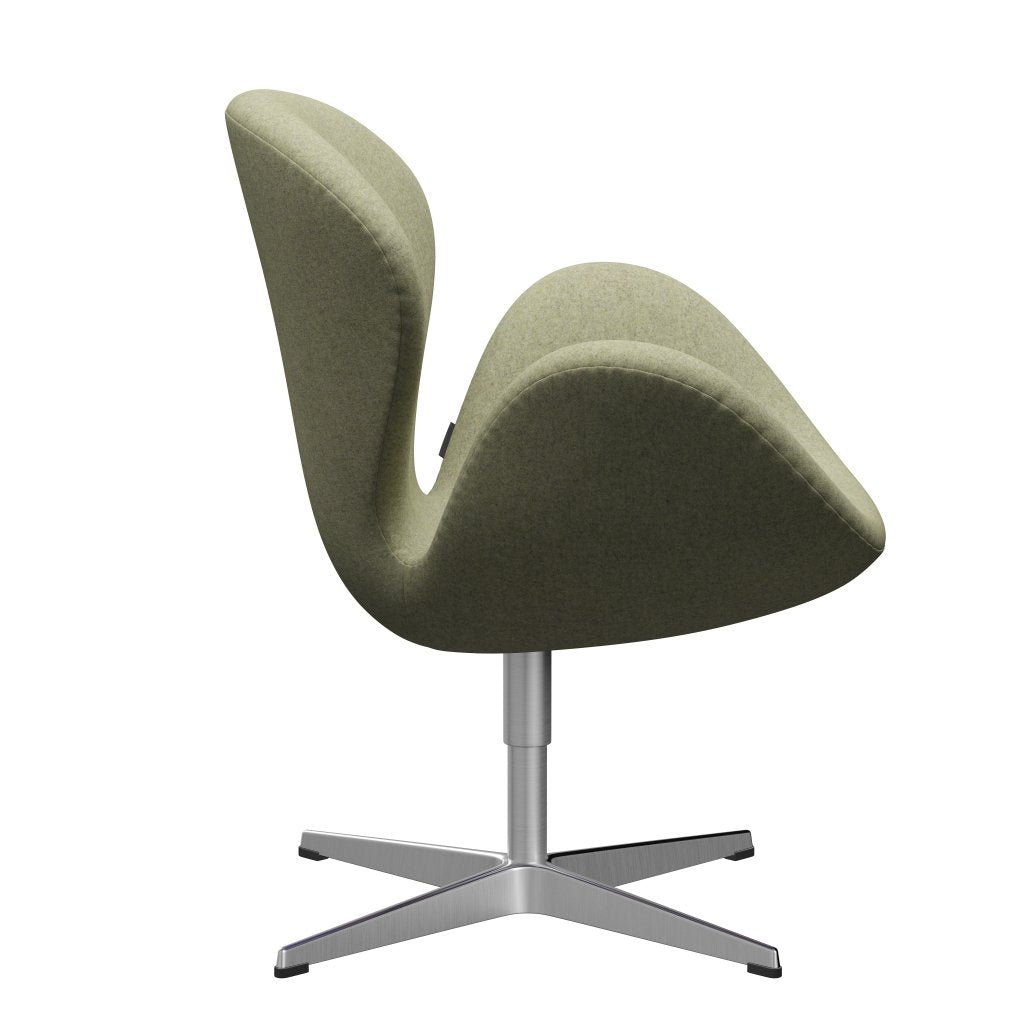Fritz Hansen Swan Chair, Satin Polished Aluminium/Divina MD Palgreen