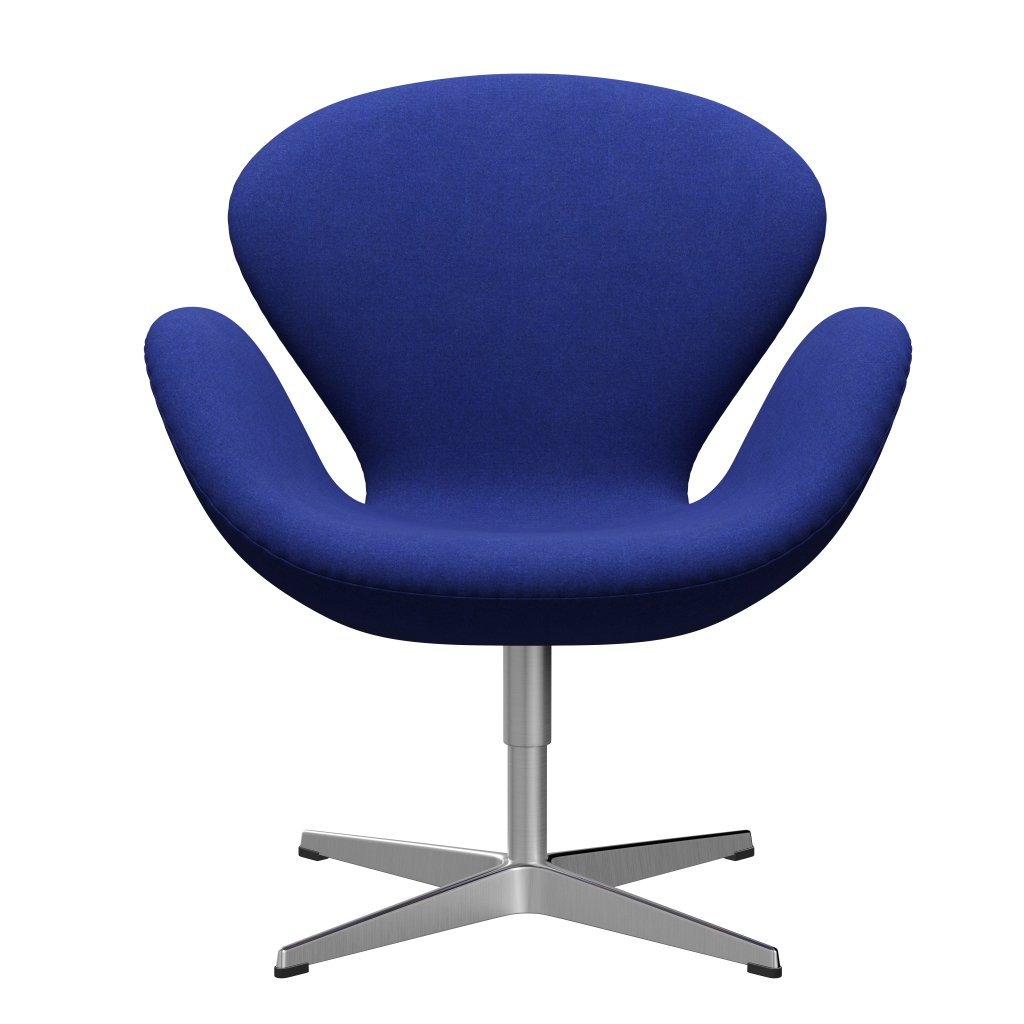 Fritz Hansen Swan Chair, Satin Polished Aluminium/Divina Melange Blue (747)