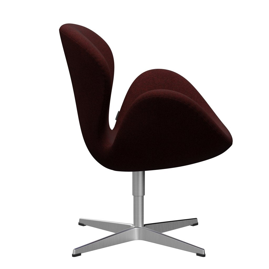 Fritz Hansen Swan Chair, Satin Polished Aluminium/Divina Melange Bourgogne
