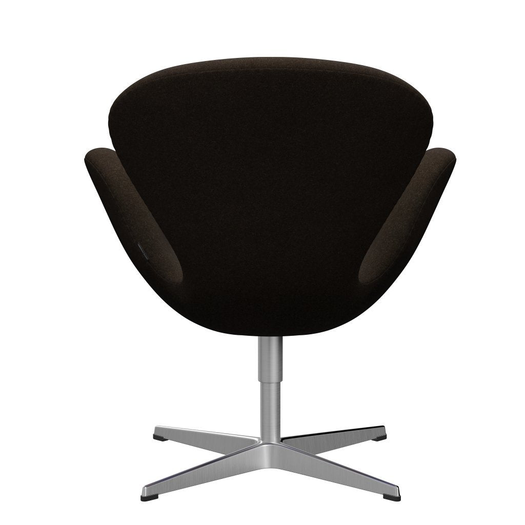 Fritz Hansen Swan Chair, Satin Polished Aluminium/Divina Melange Dark Brown