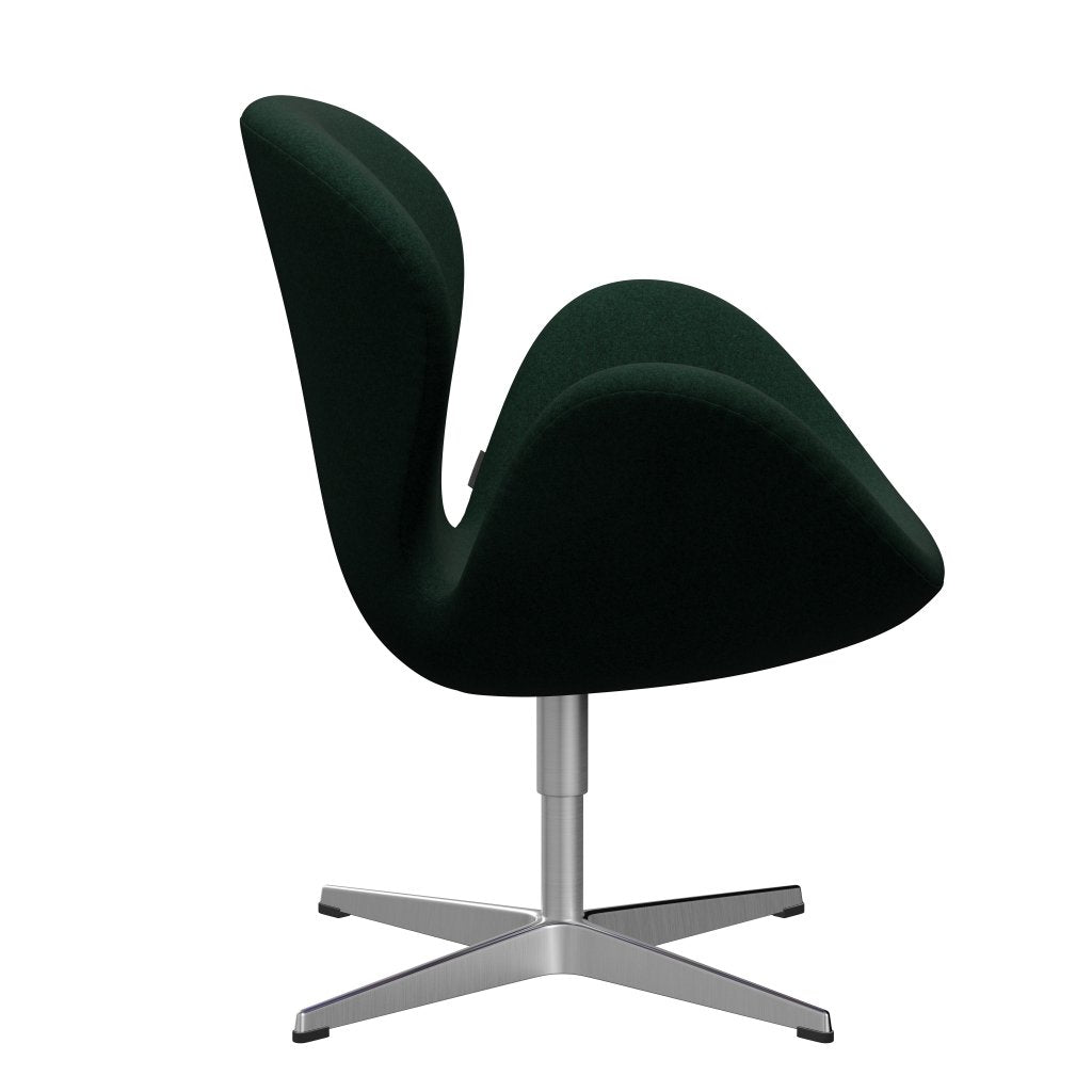 Fritz Hansen Swan Chair, Satin Polished Aluminium/Divina Melange Dark Green (871)