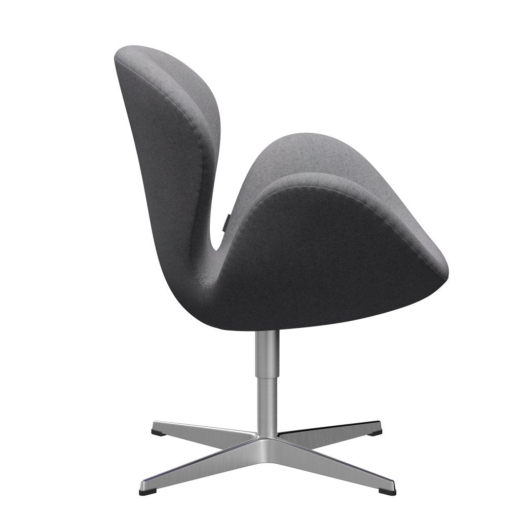 Fritz Hansen Swan Chair, Satin Polished Aluminium/Divina Melange Stone Grey