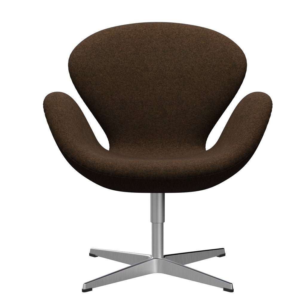 Fritz Hansen Swan -stol, satinpolerad aluminium/divina melange varm brun
