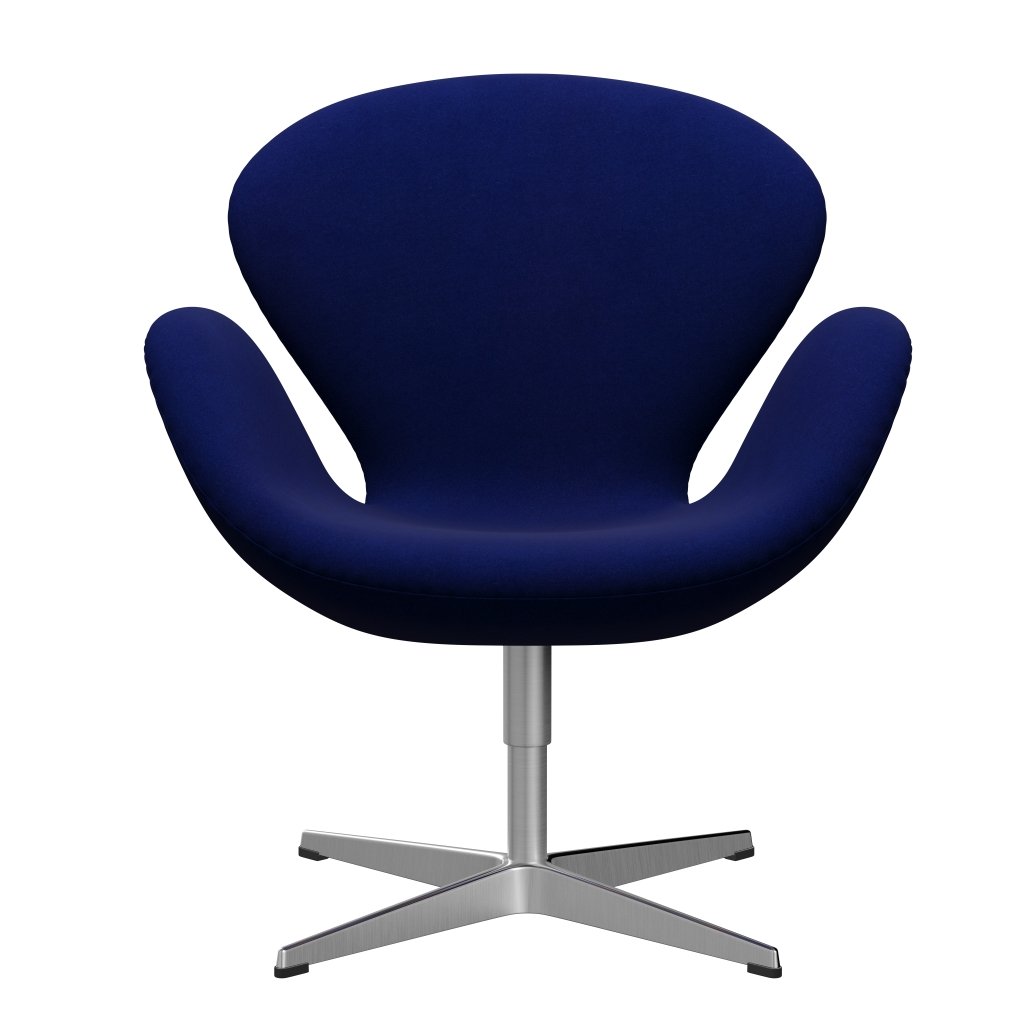Fritz Hansen Swan Chair, Satin Polished Aluminium/Divina Royal Blue