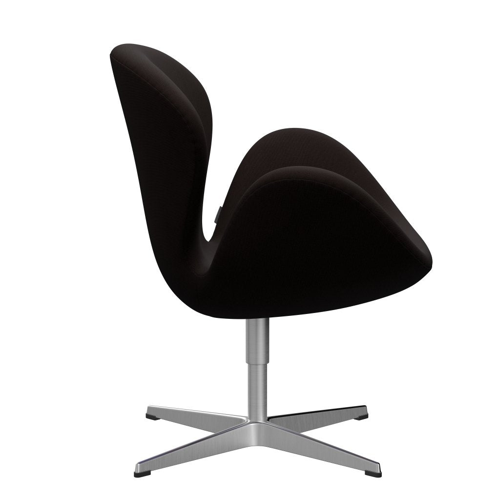 Fritz Hansen Swan Chair, Satin Polished Aluminium/Fame Dark Brown